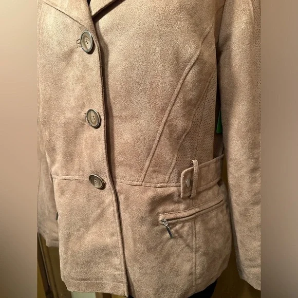 Chico's Belted Faux Suede Jacket Size 2 Large - Picture 4 of 12